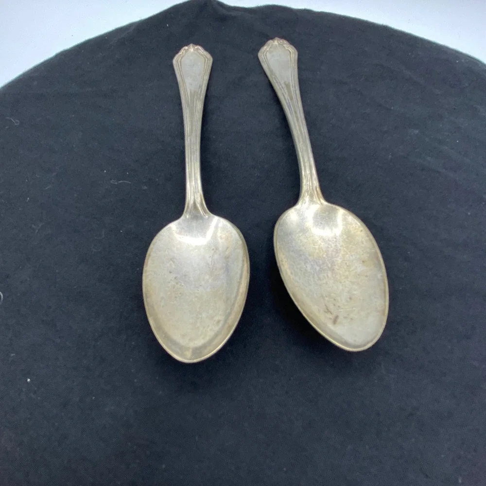 Vintage J. Rogers & Co 6in Teaspoons Silver Plated Anchor XII Set of 2 Silver
